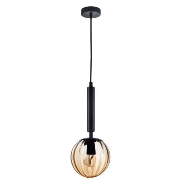 Lampa wisząca RAVENA śr. 15cm E27 | czarny/bursztynowy