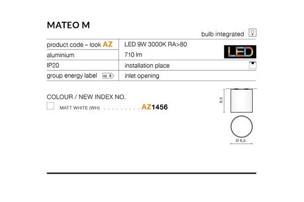 Azzardo MATEO M WHITE 1456