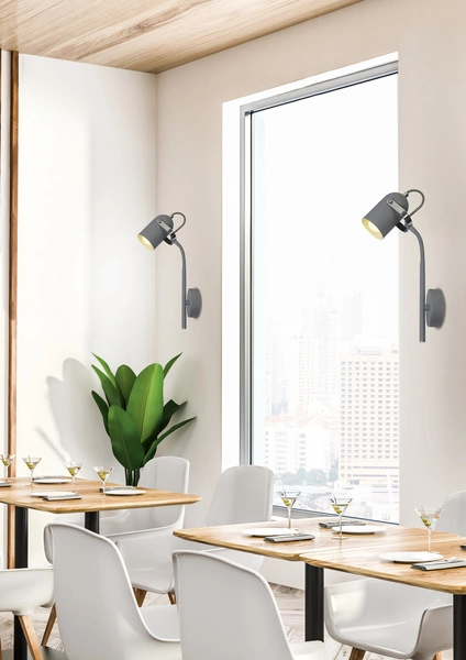 Lampa ścienna GRAY na wysięgniku 91-66527 szara 1x40W E14