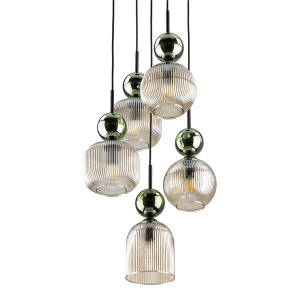 SOPHIA GREEN COGNAC LAMPA WISZĄCA 5XE14