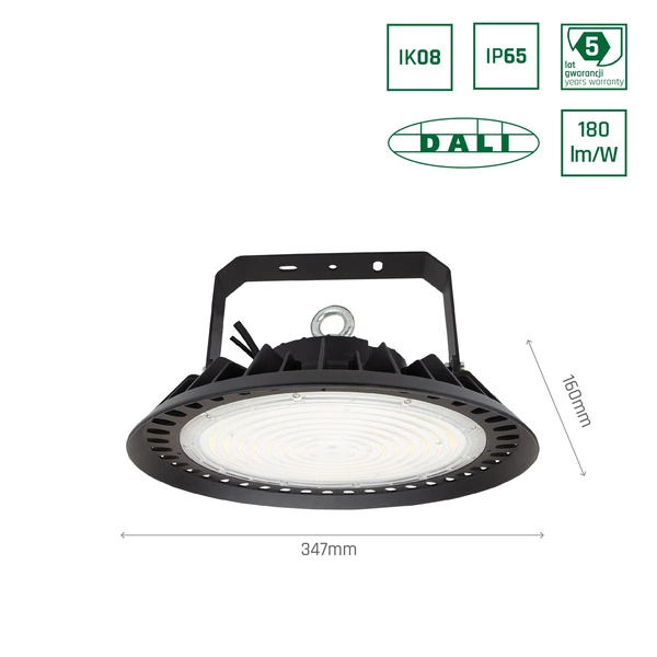 PLATEO 3 HIGH BAY 200W NW 230V 90st IP65 IK08 347x160mm CZARNY 5 lat gw. DALI