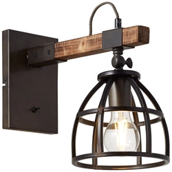 Lampa ścienna Brilliant Matrix Wood 1x38W E27 Czarny Stalowy Metal/Drewno