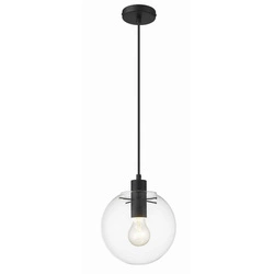 Lampa wisząca PUERTO, śr. 20cm, czarna z transparentnym kloszem, 1x50W E27