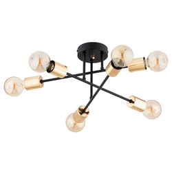 Lampa sufitowa ALFA ROSA CZARNA & ZŁOTA 6xE27 50cm | 63270