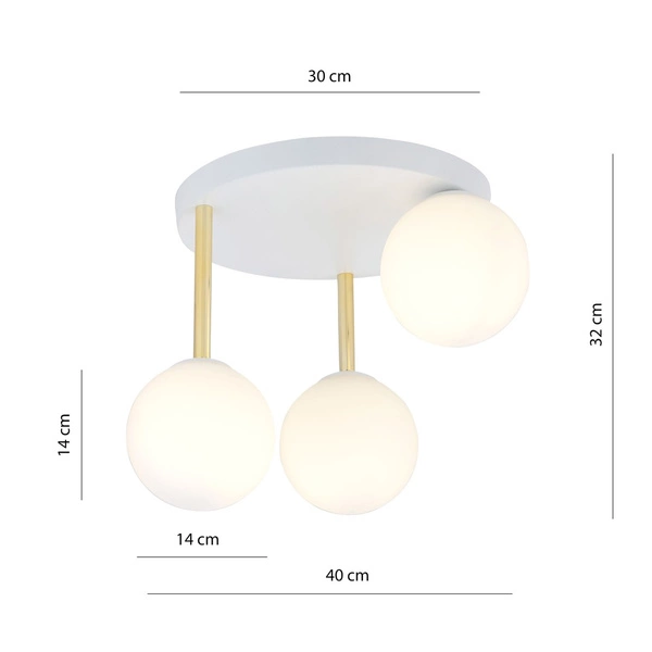 Lampa sufitowa Emibig DOLCE 3 WH OPAL 1261/3