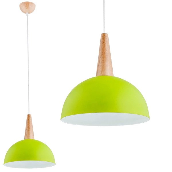 Lampa wisząca zwis ANJA drewno/zielony śr. 30cm