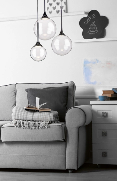 Lampa wisząca Ballare w zestawie 1xLED Zintegrowany 720lm 2700K 9W Metal Czarny/Czarny Kabel PCV/Szkło Przezroczyste 1771104