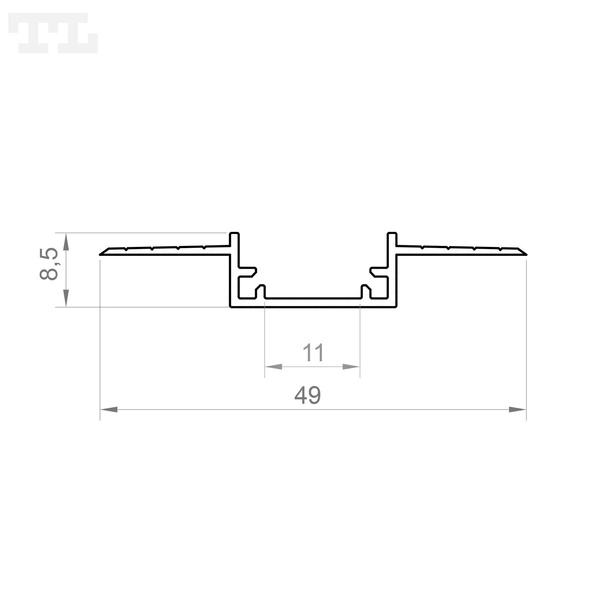 Profil LED GK11-4 podtynkowy hermetyczny 100cm szer. 46mm | do osłonek C5 | srebrny