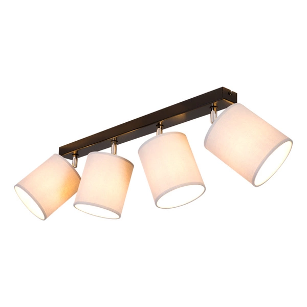 Aprillia Lampa Sufitowa 4xE27 Max.25W Czarny Metal/Chromowany Metal/Biały Klosz Tkaniny 56745404