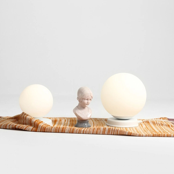 Aldex Lampka biurkowa BALL 1076B_M, 20 cm, biała, 1x60W E27