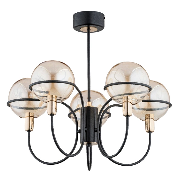 Lampa sufitowa ALFA PETRA CZARNO-ZŁOTA 5xE14 59cm | 62157