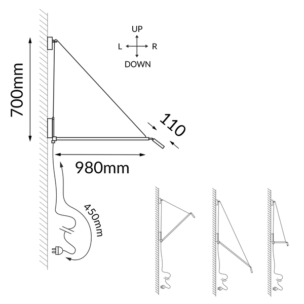 Kinkiet nurh - Czarny (700 mm) 9019 Antigo
