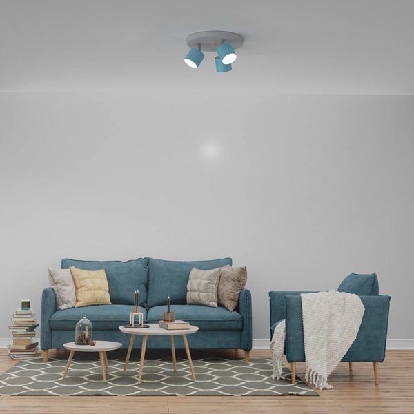 Lampa sufitowa DIXIE BLUE 3x GX53 szer. 30cm | niebieski