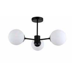 Lampa wisząca Roma 3, czarna z białymi kloszami, 3x40W E14