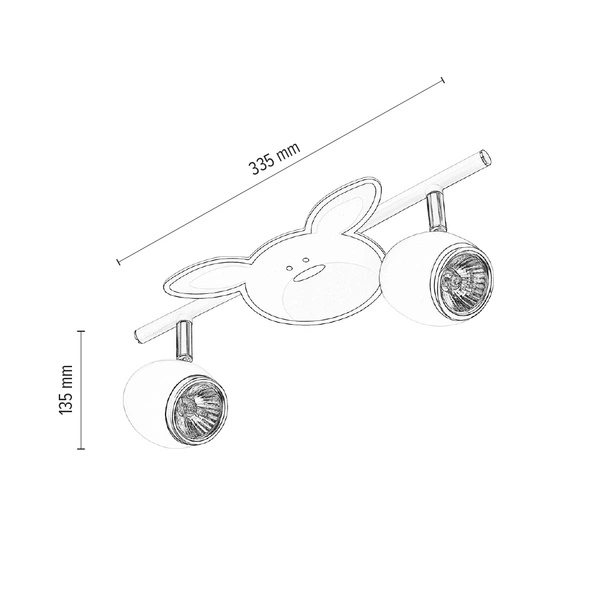 Lampa sufitowa Rubby 2xGU10 Max.50W Biały metal/Chromowany metal/Wielokolorowy materiał syntetyczny ze wzorem królika 2107202