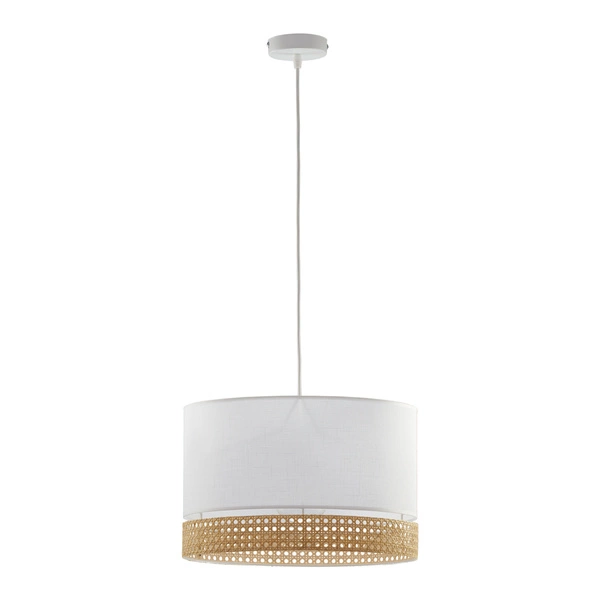 Lampa wisząca rattanowa do jadalni PAGLIA WHITE szer. 38cm | biały 6533