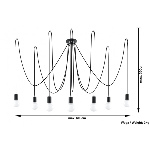 Lampa wisząca EDISON 7 SL.0372 czarna 7xE27