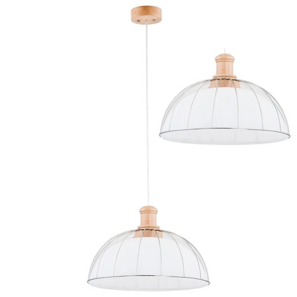 Nowoczesna lampa SUBARU biała/drewno śr. 41,5cm