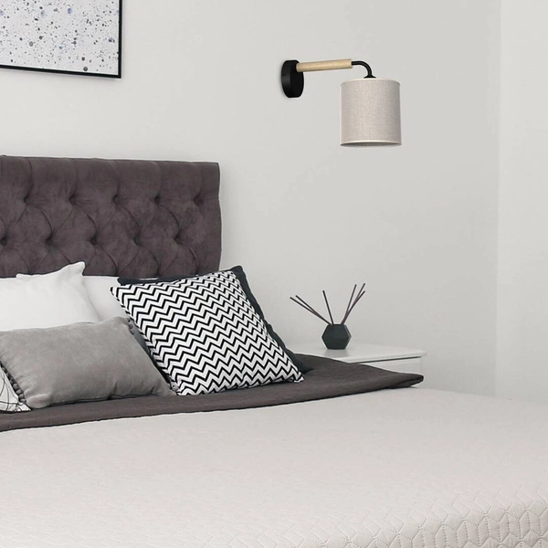 Kinkiet ATLANTA, MLP7450, czarny/drewno/beżowo-szary, 1x60W E27