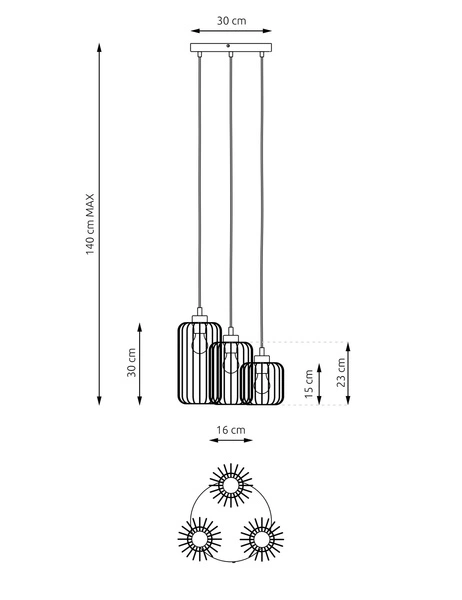 Lampa wisząca Emibig VANDER 3PREM BL GOLD 1364/3PREM