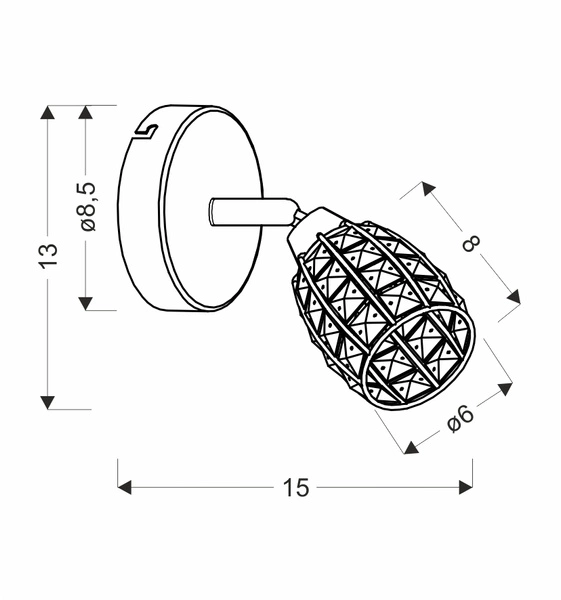 Kinkiet SHIBA, 91-13385, chrom/transparentny, 1x15W G9