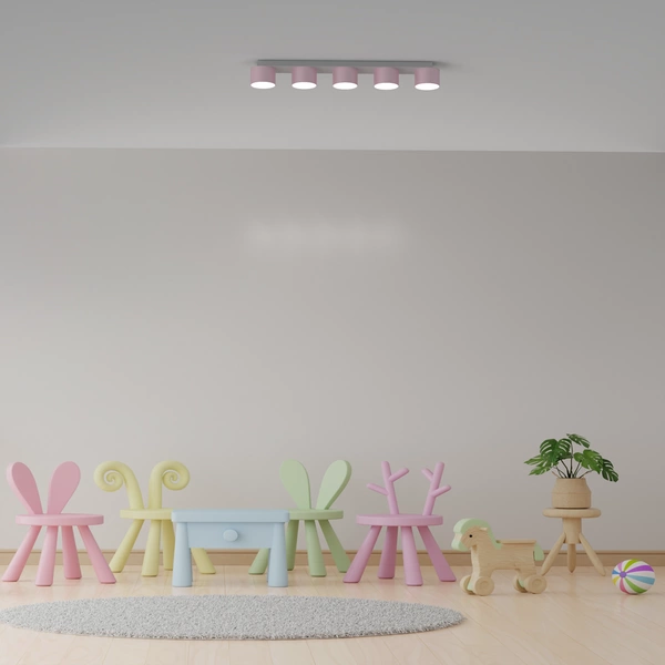 Lampa sufitowa listwa DIXIE PINK 5x GX53 szer. 64cm | różowy
