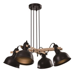 Lampa wisząca RENO, 34-78155, czarny/drewno, 4x40W E27