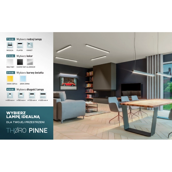 Lampa wisząca PINNE 1150 ALUMINIUM 38W barwa neutralna 4000K TH.070