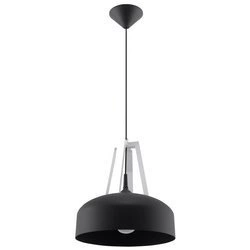 Lampa Wisząca CASCO Czarna Stal/Białe Drewno, E27, 60 W, SL.0389