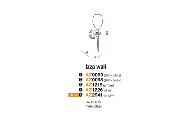 Azzardo IZZA WALL SMOKY 2941