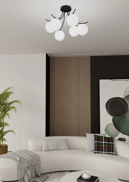 Lampa sufitowa Emibig BOSTON 6 Czarny/OPAL 1109/6