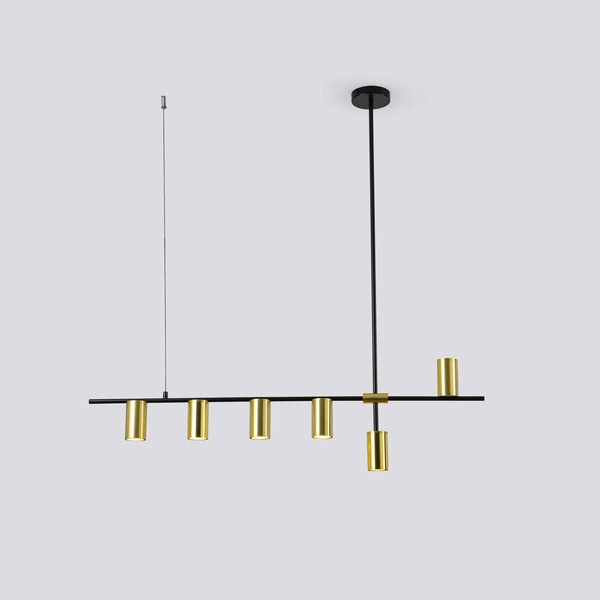 Nowoczesna lampa wisząca ARIZONA 6, czarny/złoty, 6x40W GU10