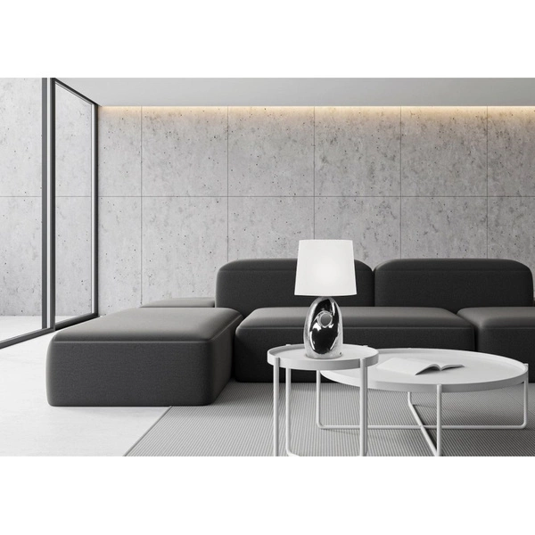 Lampa stołowa/nocna HIERRO 41-79909 chrom/abażur biały 1x60W E27