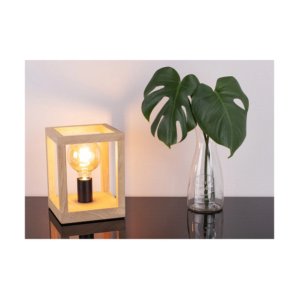 Lampa stołowa Kago 1xE27 Max.60W Dąb olejowany/Czarny metal/Czarny kabel z tkaniny 7154174