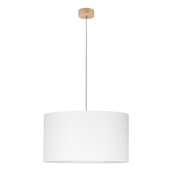 Lampa Wisząca Dove 1xE27 Max.60W Dąb Olejowany/Przezroczysty Kabel PCV/Abażur z Białej Tkaniny 16380174