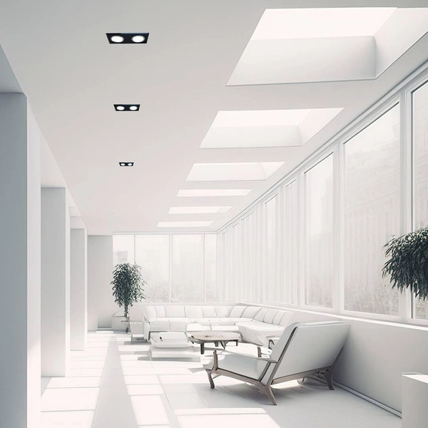 Oczko sufitowe szklane PROSTOKĄTNE 2xGU10 Kolor: CZARNY EKOS926