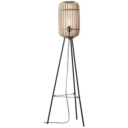Lampa stojąca Brilliant Woodrow 1x60W E27 Brązowy Jasny Metal/Bambus