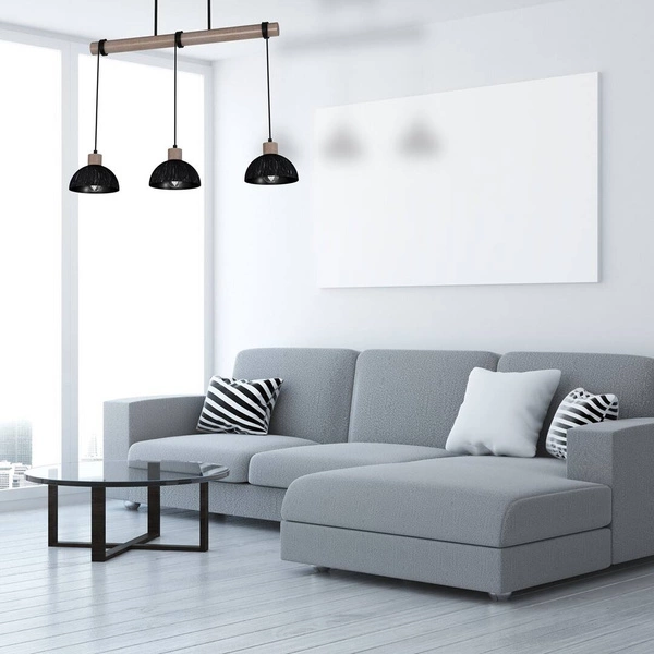 Lampa wisząca ERIK, MLP7640, przecierany czarny/drewno patynowane, 3x60W E27