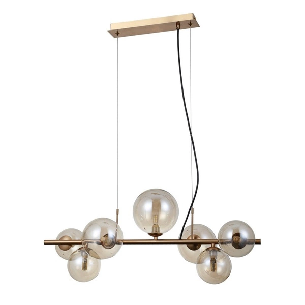 Lampa wisząca Canello dł. 70cm 7xG9 | mosiądz/miodowy