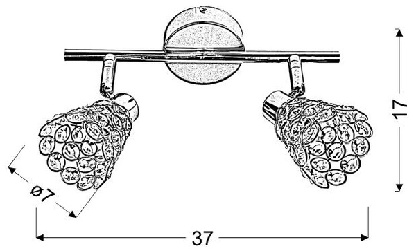 Lampa sufitowa/ścienna GLOSSY listwa 92-97449 mosiądz 2xG9