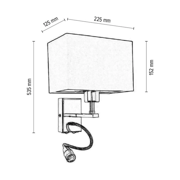 Lampa ścienna Relax 1xE27 maks. 25W zaw. 1xLED Zintegrowany 110lm 4000K 2,5W Chrom Metal/Czarny Klosz z tkaniny 5732128