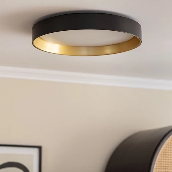 Plafon LED 31W Okrągły Czarno Złoty 50cm 3 Barwy Świecenia CCT Abruzzo Roma