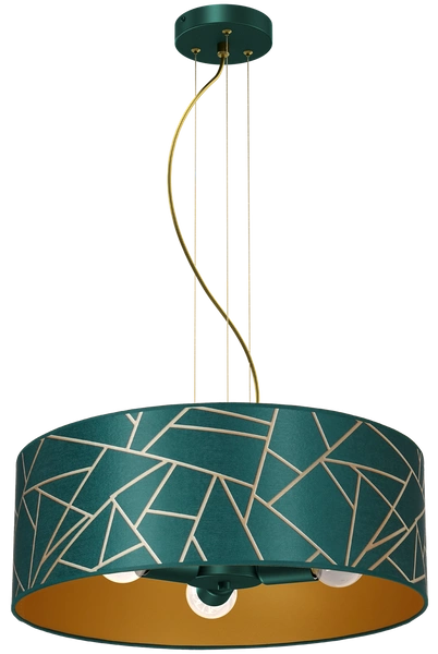 Lampa wisząca ZIGGY GREEN, 50 cm, MLP7580, butelkowa zieleń/złoty, 3x60W E27