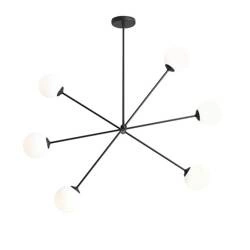 Aldex Lampa sufitowa OHIO 6, 1081PL_K1, czarna z białymi kloszami, 6x40W E14