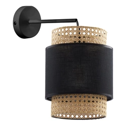 Lampa ścienna rattanowa abażur BOHO BLACK wys. 35cm | czarny 6550