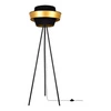 Lampa podłogowa Preto Gold 1xE27 maks. 40W Czarny metal/Czarny kabel PCV/Czarno-złoty klosz z tkaniny 12630104