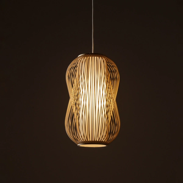 Lampa wisząca PUKET M śr. 26cm E27 | naturalne drewno/biały 11161