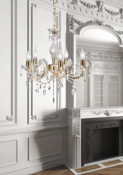 Żyrandol z kryształkami MARIA TERESA 95-94646 złoty/transparentny 5x40W E14