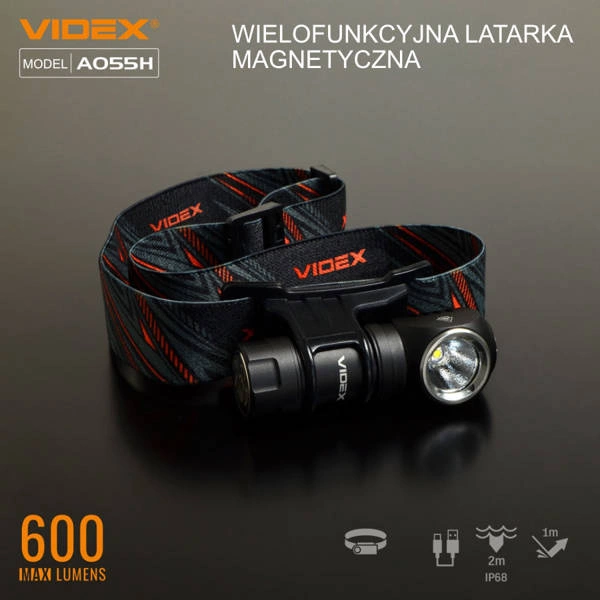 Kompaktowa latarka LED 10W IP68 5700K magnetyczna + opaska | czarny mat