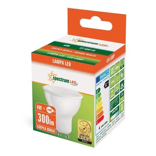 LED GU10 230V 4W SMD WW Z MLECZNĄ SZYBKĄ SPECTRUM +